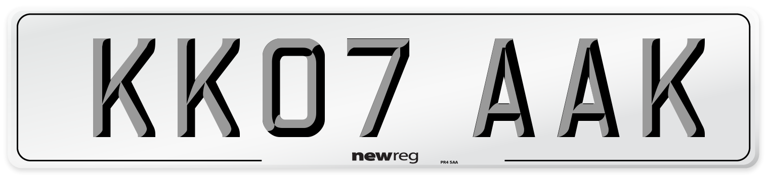 KK07 AAK Number Plate from New Reg